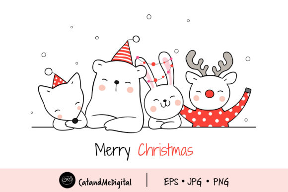 Adorable Holiday Cheer: Kawaii Animal for Christmas