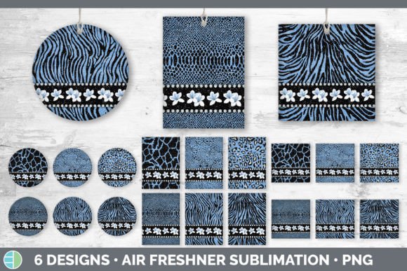 Blue Animal Print Air Freshener | Flower Sublimation Bundle