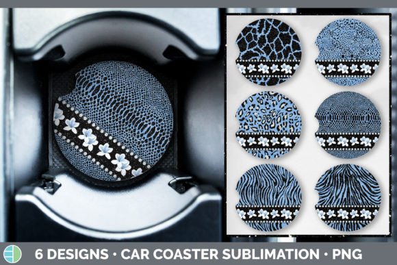 Blue Animal Print Car Coaster: A Sublimation Designer's Dream