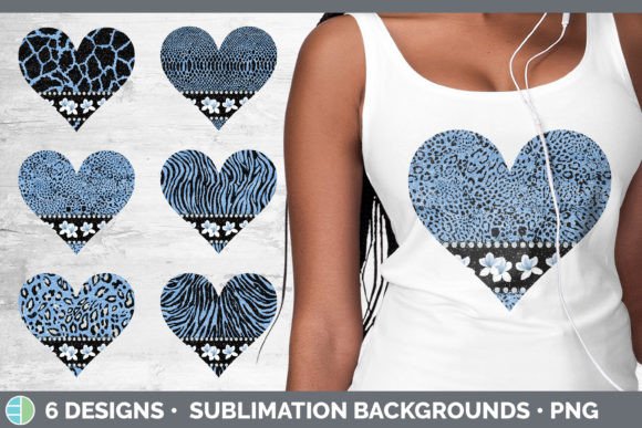 Blue Animal Print Hearts Clipart: Design Versatility