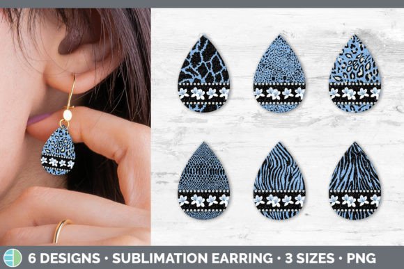 Blue Animal Print Teardrop Earring | Flo: A Creative Design Asset