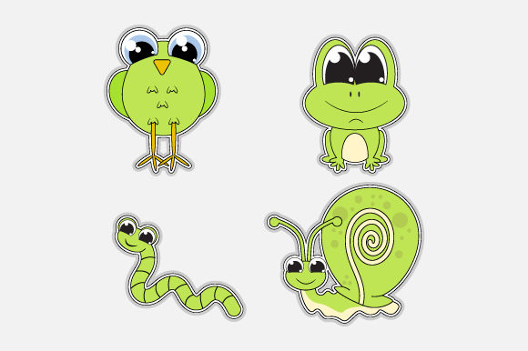 Charming Green Animal Cartoons for Your Design Toolkit