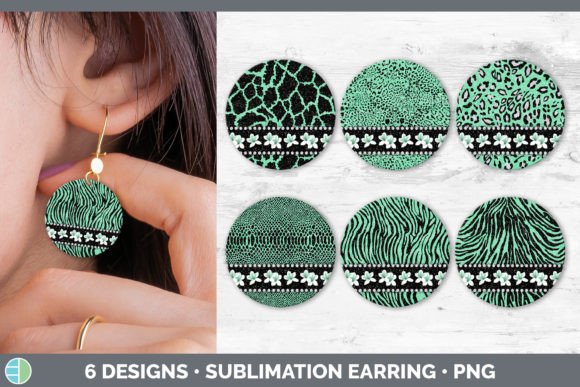 Green Animal Print Round Earring | Subli: A Design Asset with Wild Potential