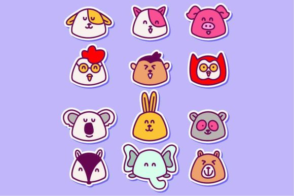 Kawaii Animal Doodle Sticker Design: A Playful Creative Asset