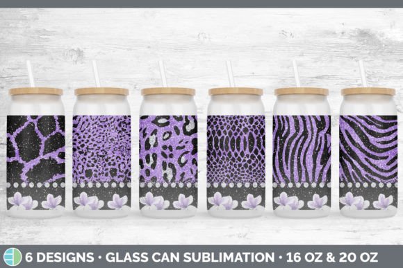 Purple Animal Print Glass Can: A Bold Sublimation Design