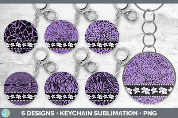 Purple Animal Print Keychain Bundle: Bold Sublimation Designs