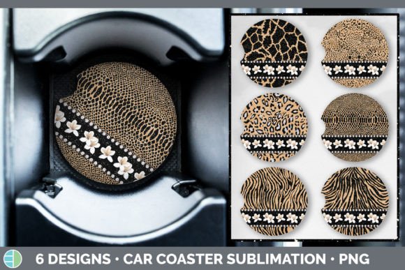 Tan Animal Print Car Coaster: A Sublimation Design Guide