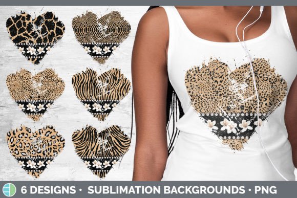 Tan Animal Print Heart Distressed Clipar: A Designer's Asset