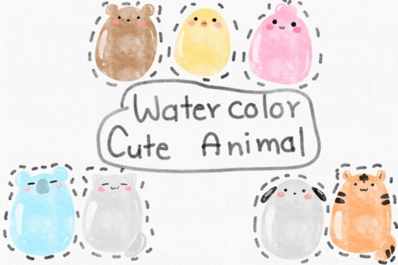 Watercolor Cute Animal: Seven Charming Creatures for Your Creative Projects