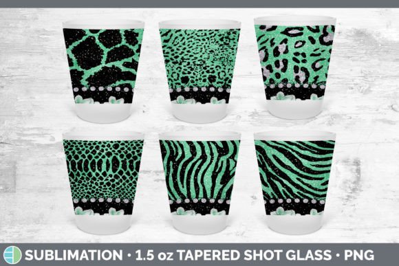Wild Elegance: Unleashing the Green Animal Print Shot Glass Sublimatio Bundle